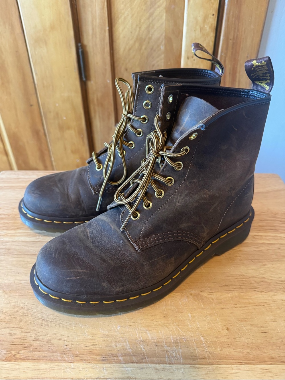 Dr Martens 1460 Crazy Horse Leather Lace Up Boots - Brown - Women’s 9